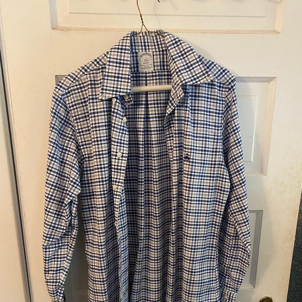 Brooks Brothers Small Blue Plaid Shirt